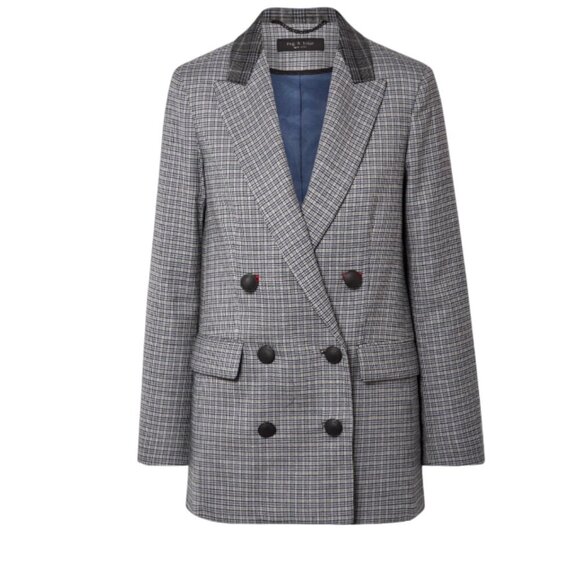 Rag & Bone Ellie Plaid Check Blazer Jacket Oversized Double Breasted Sz XS NWOT - Picture 2 of 14